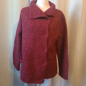 Eileen Fisher Coat - Snap front - Burgundy - Alpaca wool silk Nylon blend - PL